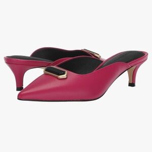 New Sanctuary All Night Flash Pink Kitten Heel Mules Size 9.5M Slip-On Pointed